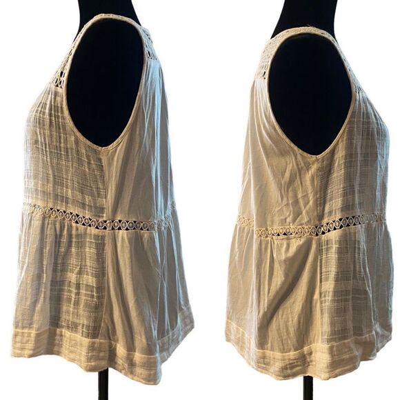 Ann Taylor Loft Ivory Crochet‎ Insert Sleeveless Top - Picture 3 of 10